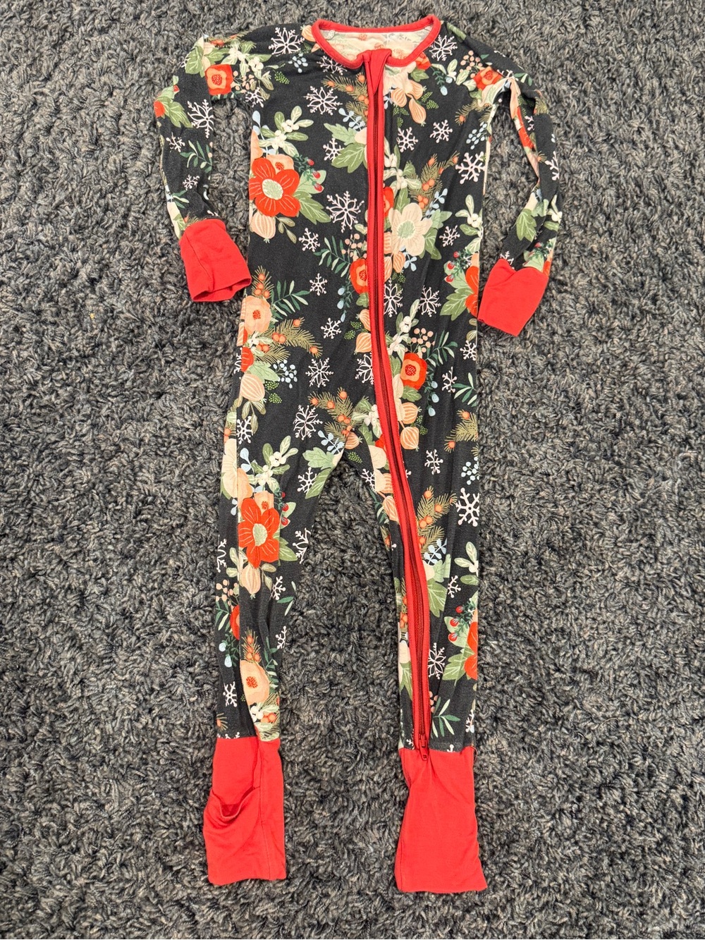 Little Sleepies Poinsettia Floral Bamboo Viscose Zippy sleeper in size 18-24
